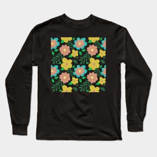 Floral pattern - black Long Sleeve T-Shirt